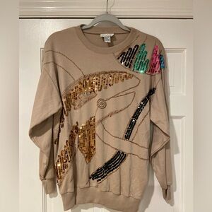 Vintage Stephanie Embellished Sequin Sweatshirt – Size M – Made in Hong Kong